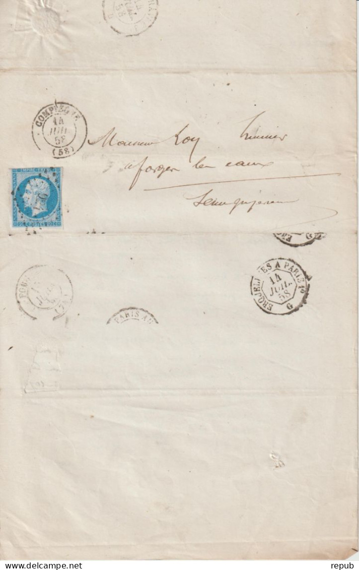 France Lettre 1858 De Compiègne PC924 (Oise)  Pour Forges (76) - 1849-1876: Classic Period