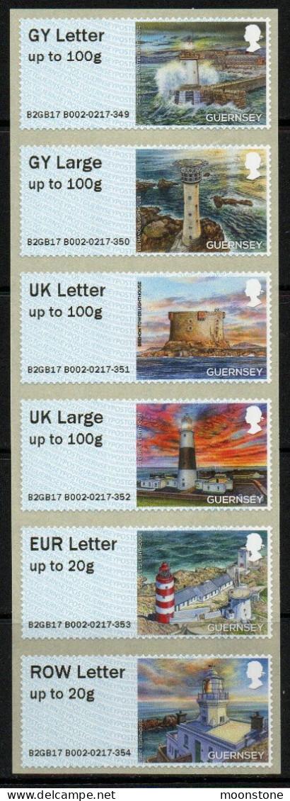 Guernsey 2017 Lighthouses Post & Go Strip Of 6, MNH , SG FSG 8/13 - Guernesey