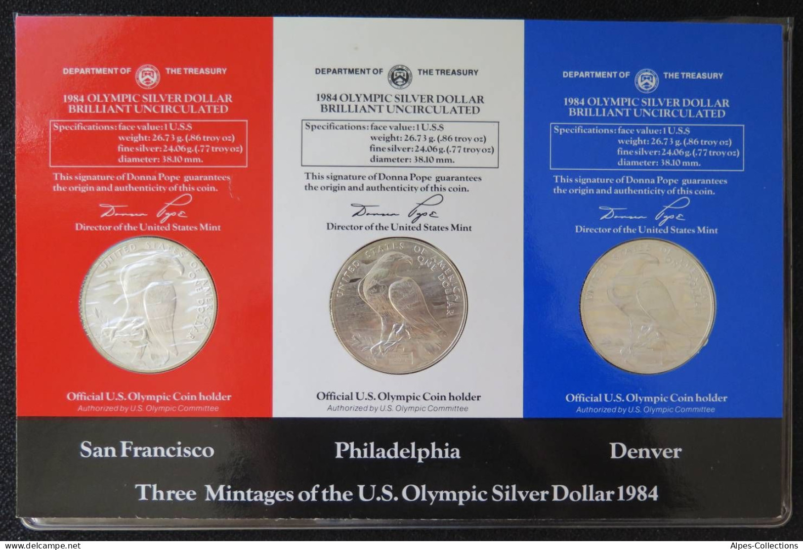 USA210 - ETATS-UNIS - Set 3 Pièces 1 Dollar Silver 1984 S.D.P. - JO Los Angeles - Andere & Zonder Classificatie