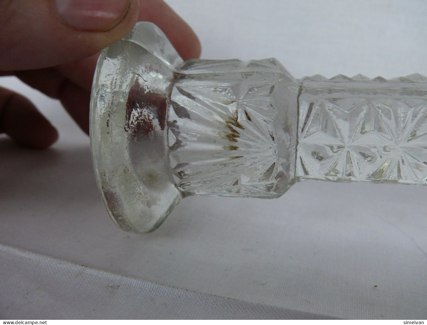 Beautiful Vintage Cut Glass Candle Stick Holder #2009