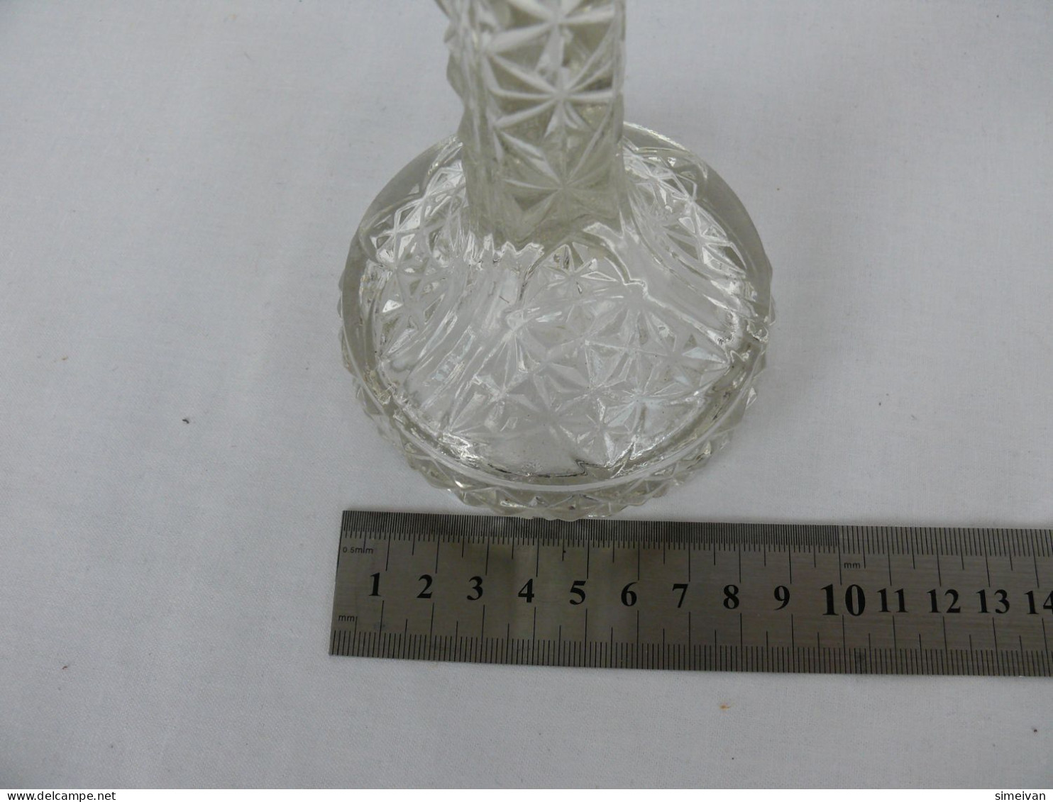 Beautiful Vintage Cut Glass Candle Stick Holder #2009