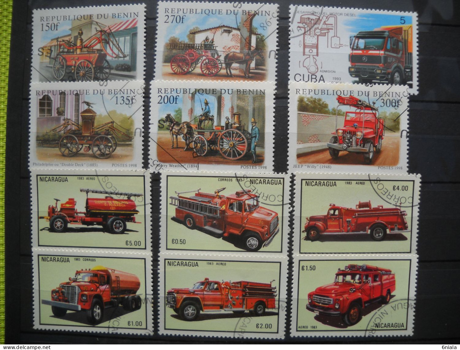 T 265 Lot De Timbres  Voiture Pompiers Camions Pompier  Automobiles  (16 Timbres) - Vrachtwagens