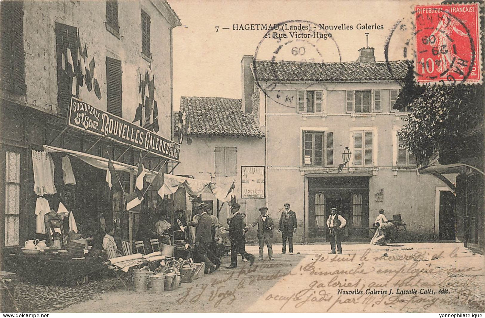 40 - LANDES - HAGETMAU - Carte éditeur Nouvelles Galeries J. Lassalle Et Rue Victor Hugo, Animation -léger Défaut- 10150 - Hagetmau