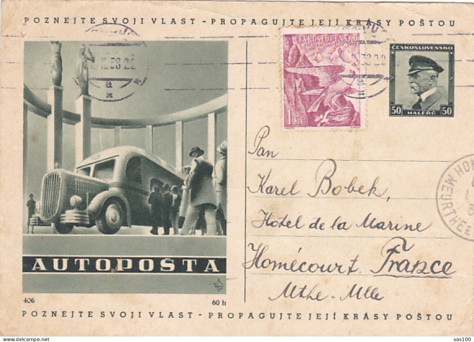 TRANSPORTS, BUSSES, OMNIBUSS, MAIL BUSS, PC STATIONERY, ENTIER POSTAL, 1938, CZECHOSLOVAKIA - Busses