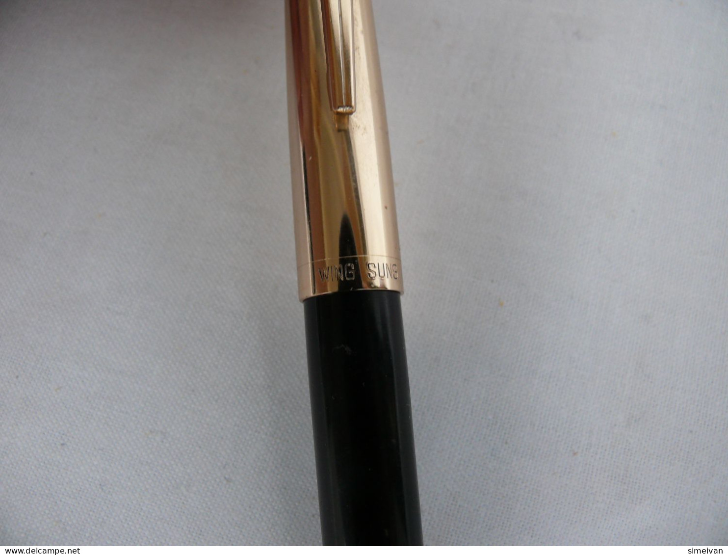 Vintage Wing Sung Fountain Pen Black Body Gold Cap Made In China #2026 - Schreibgerät