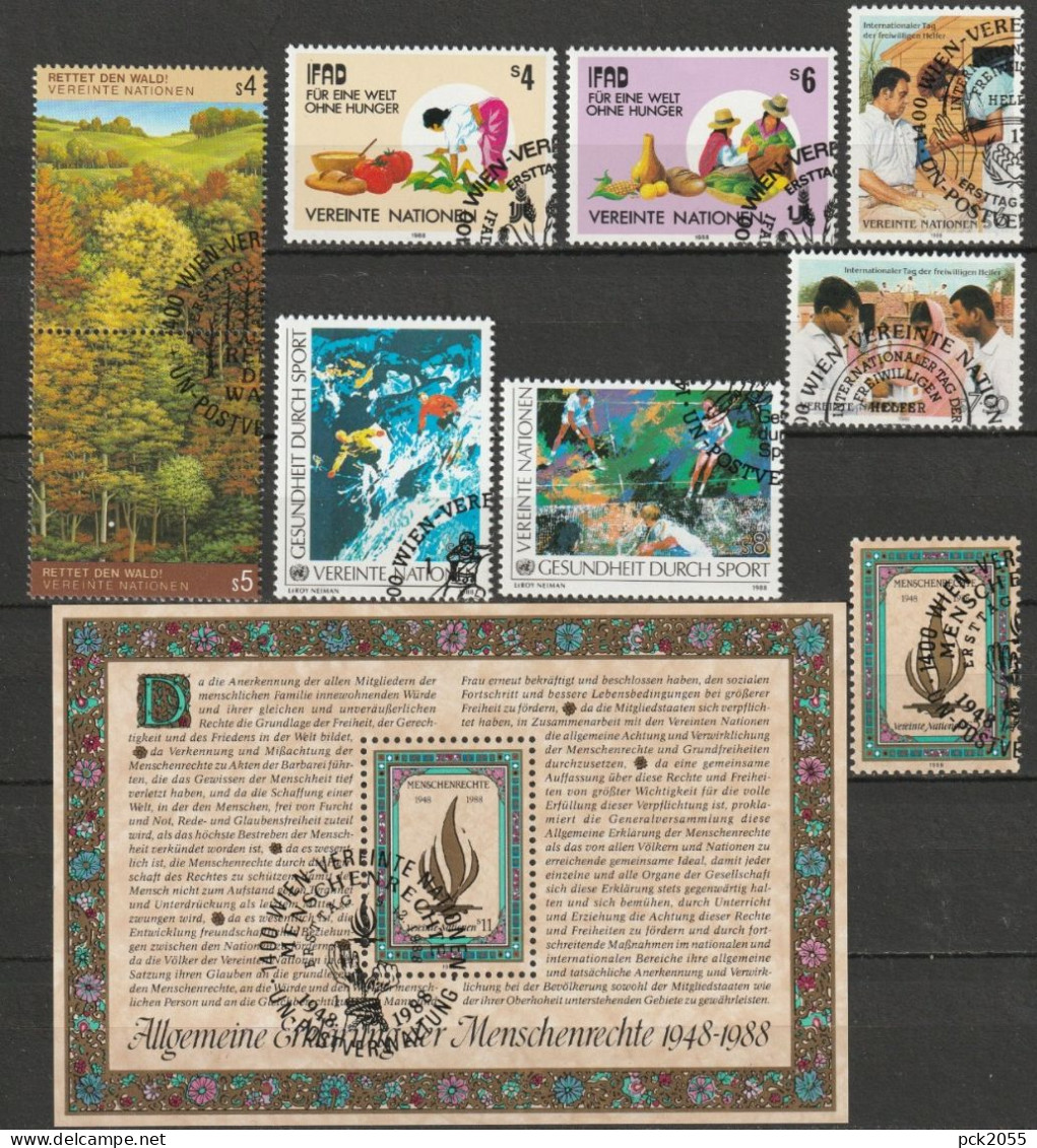 UNO Wien 1988 MiNr.79 - 88 O Gestempelt Jahrgang Komplett ( EK191/4) Günstige Versandkosten - Used Stamps