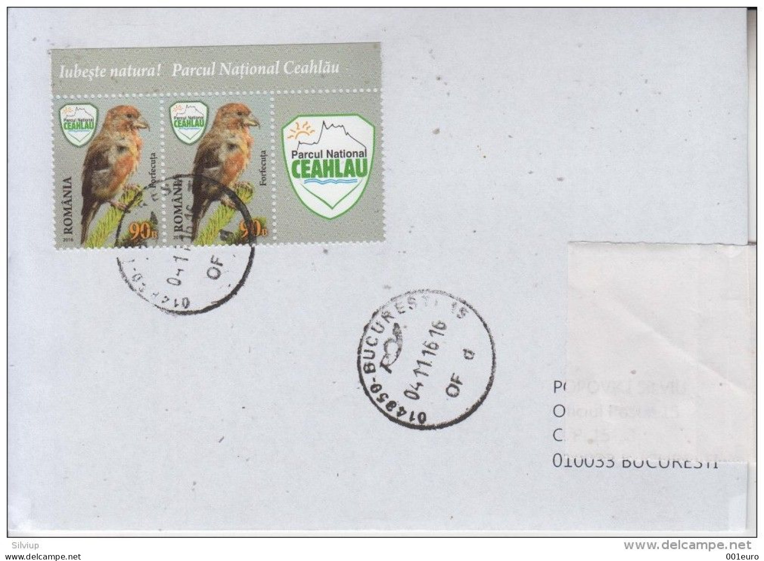 ROMANIA : PROTECTED AREA - BIRD, 2 Stamps + Vignette On Circulated Cover #409897387 - Registered Shipping! - Used Stamps