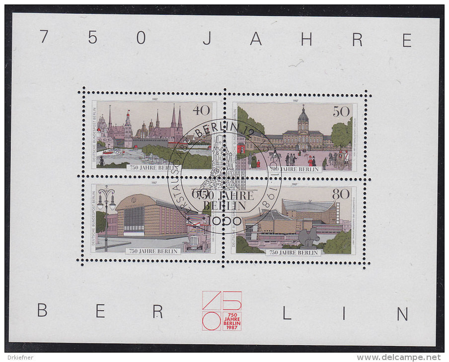 BERLIN Block 8, Gestempelt ERSTTAG, 750 Jahre Berlin 1987 - Blocks & Sheetlets