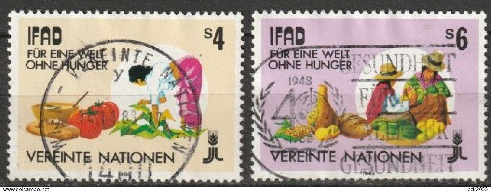 UNO Wien 1988 MiNr.79 - 80 O Gest.10 Jahre Intern. Fonds Für Landwirtschaftliche Entwicklung IFAD  ( 2537/2 ) - Gebraucht