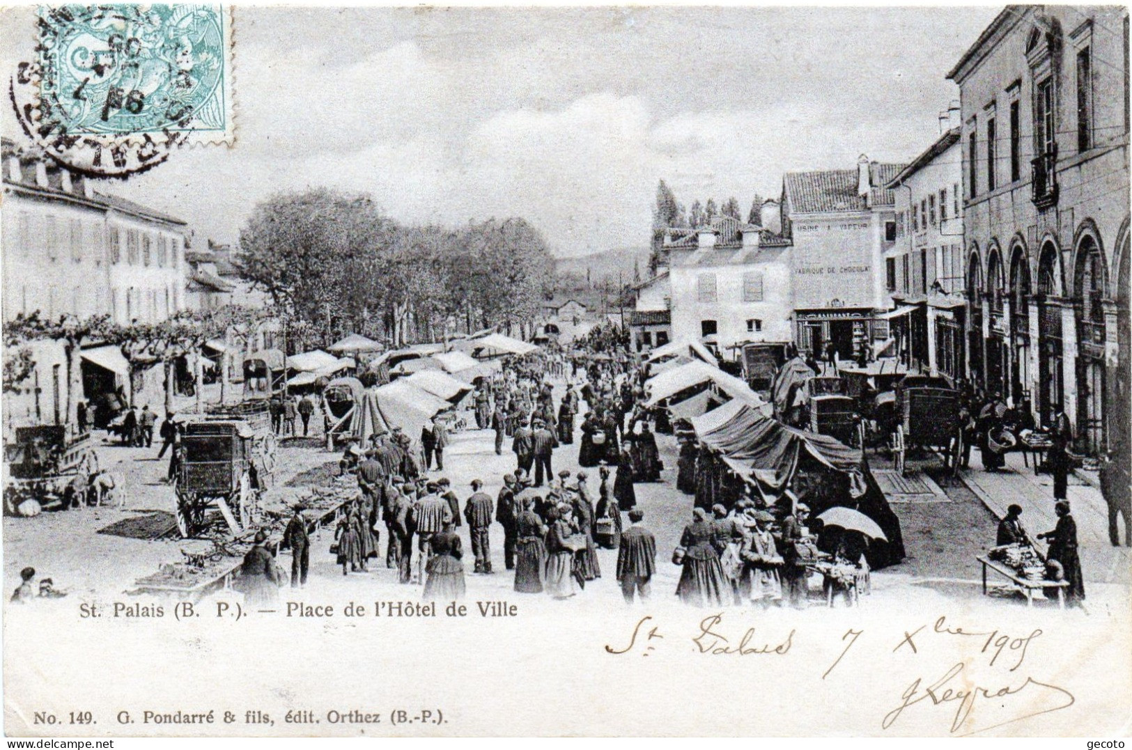 Place De L'hôtel De Ville En 1905 - Saint Palais