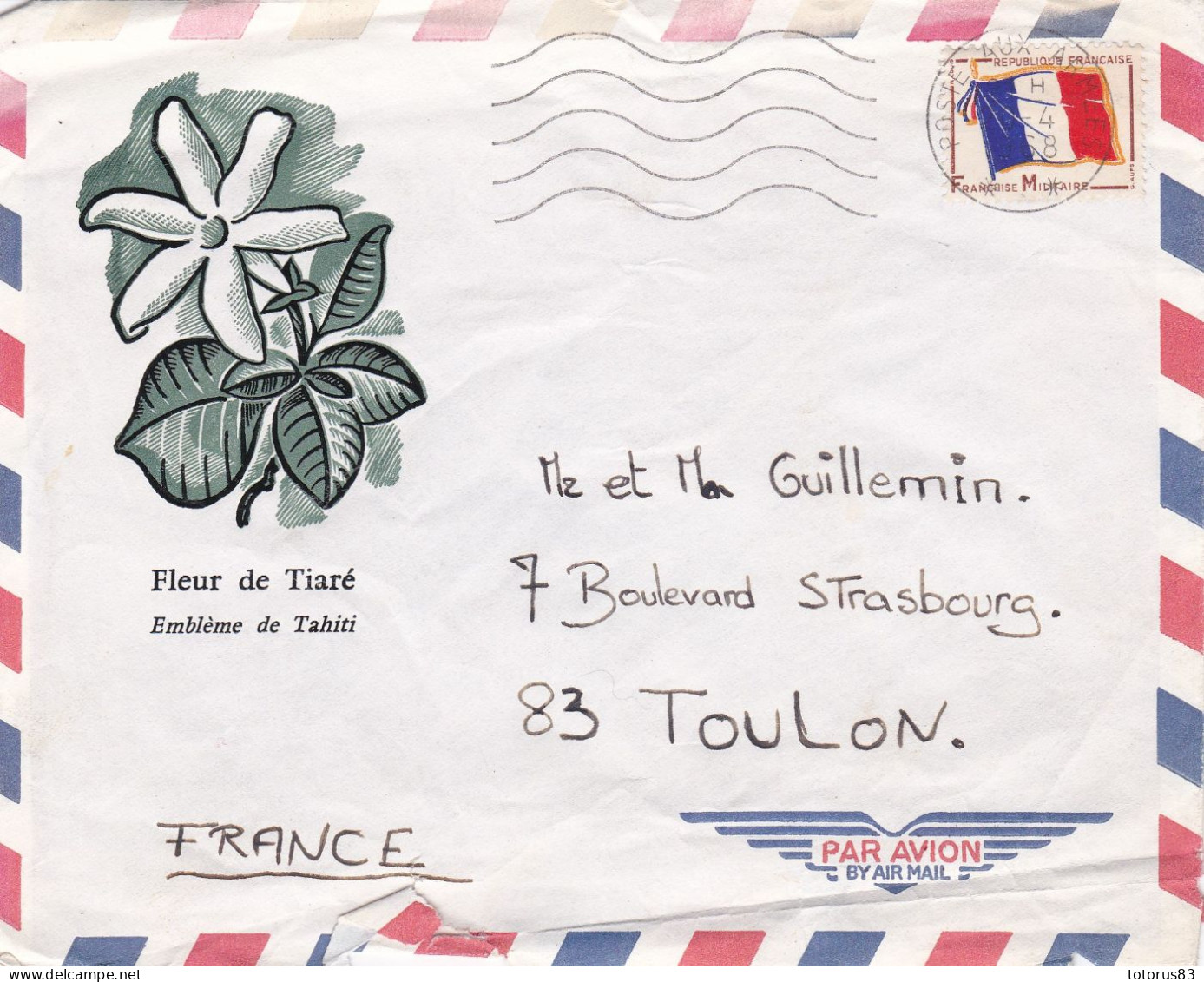 Enveloppe Tahiti Poste Aux Armées 1968 - Tahití