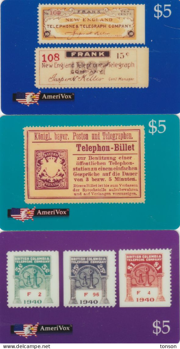 United States, SKU-23598 - 23600, Set Of 3, Stamp On Cards, Mint, Only 1000 Issued, 2 Scans.  Special Offer. - Amerivox