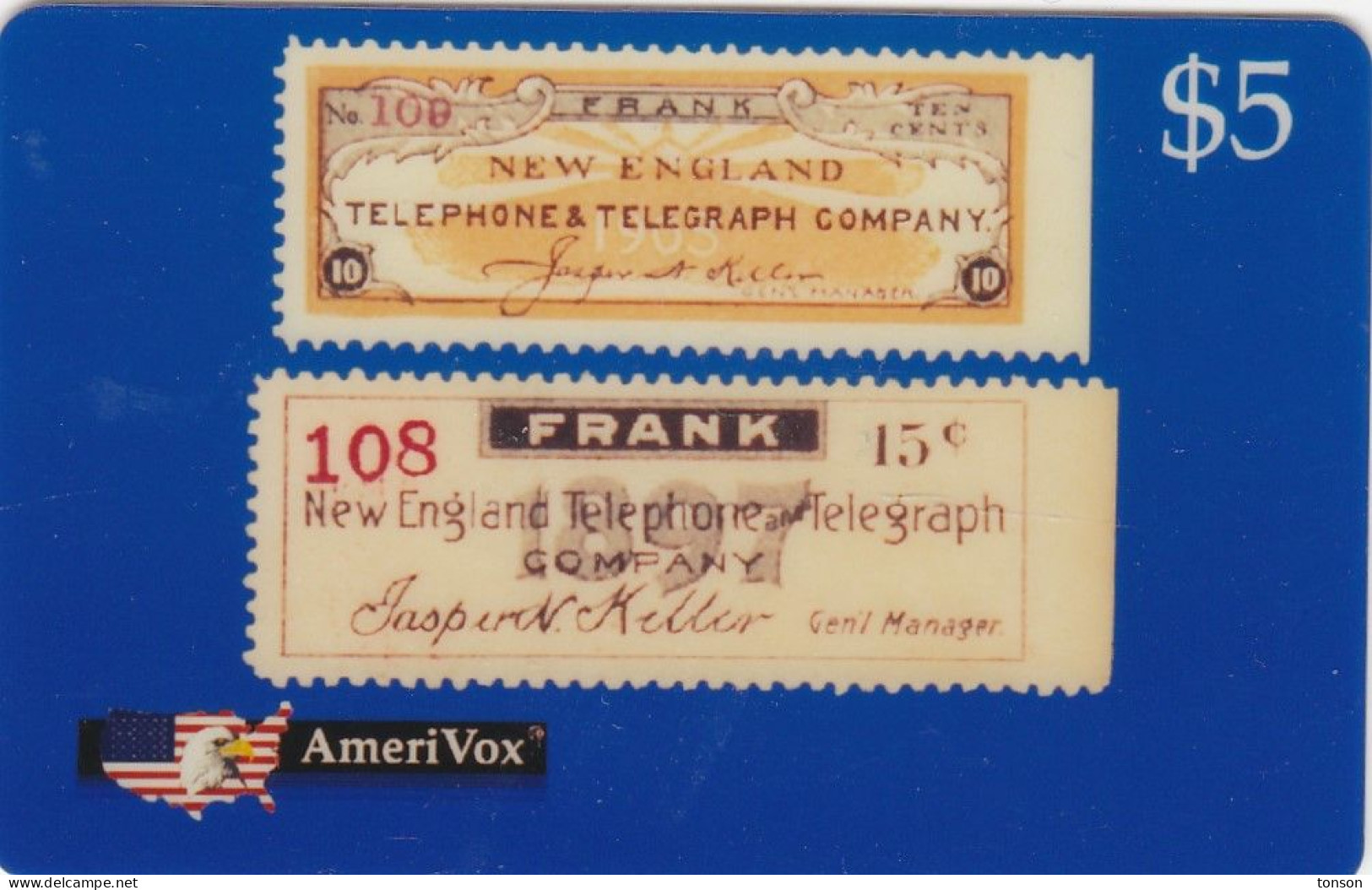 United States, SKU-23599, New England Telephone & Telegraph Company Stamps, Mint, Only 1000 Issued, 2 Scans. - Amerivox