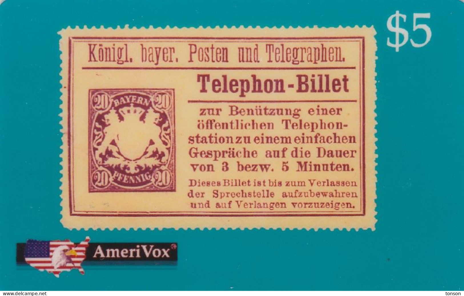 United States, SKU-23600, German Telephone Stamp, Mint, Only 1000 Issued, 2 Scans.  Special Offer. - Amerivox