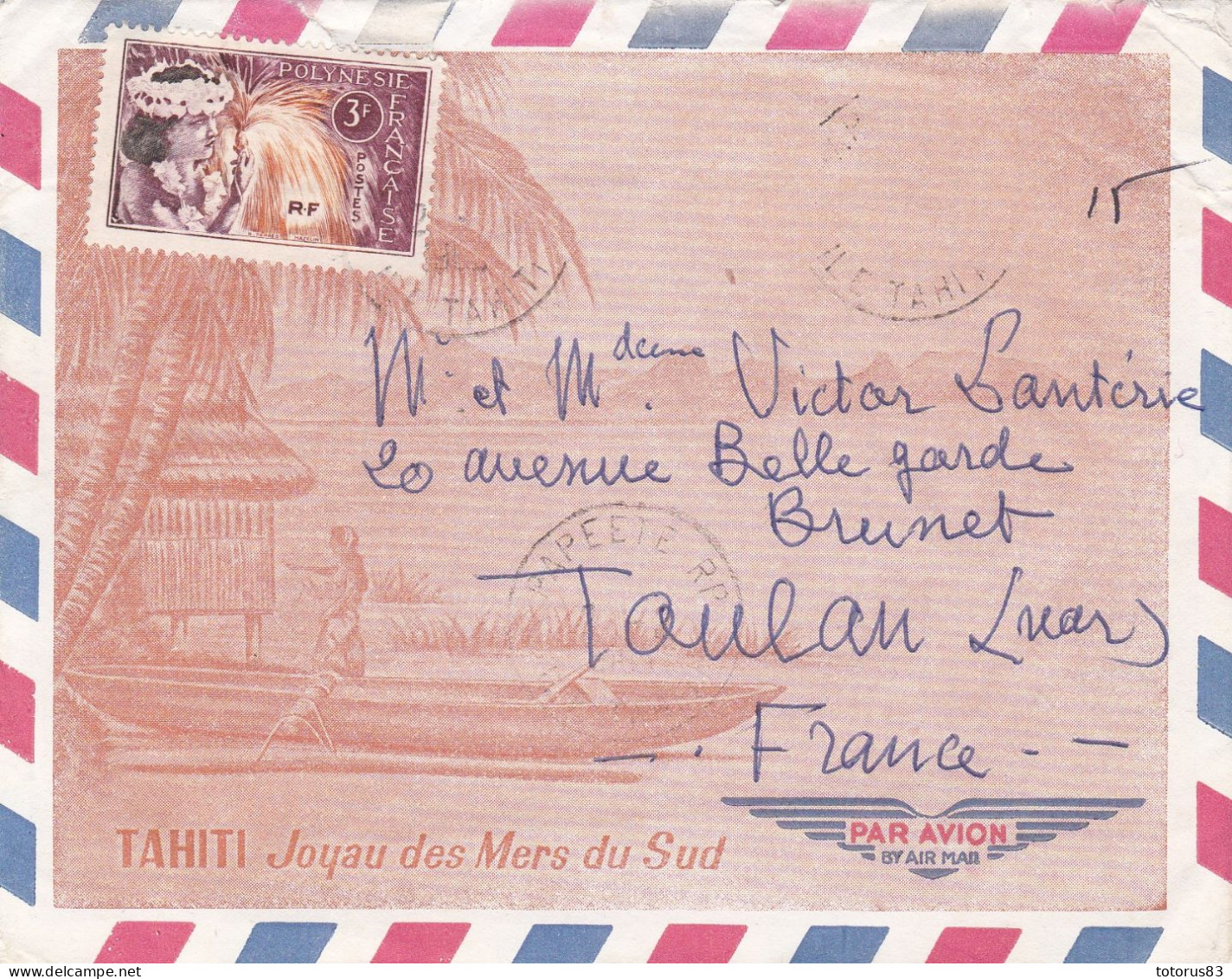 Enveloppe Tahiti  1985 - Tahití