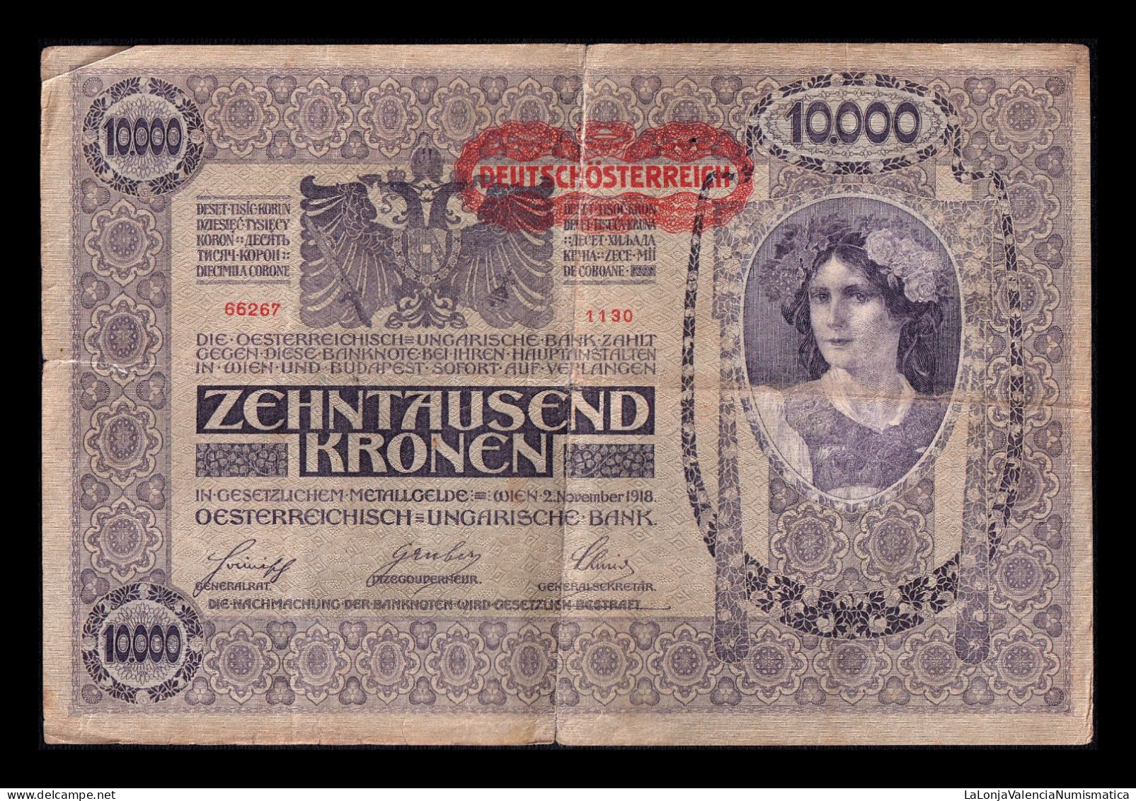 Austria 10000 Kronen 1918 (1919) Pick 65 - Oesterreich