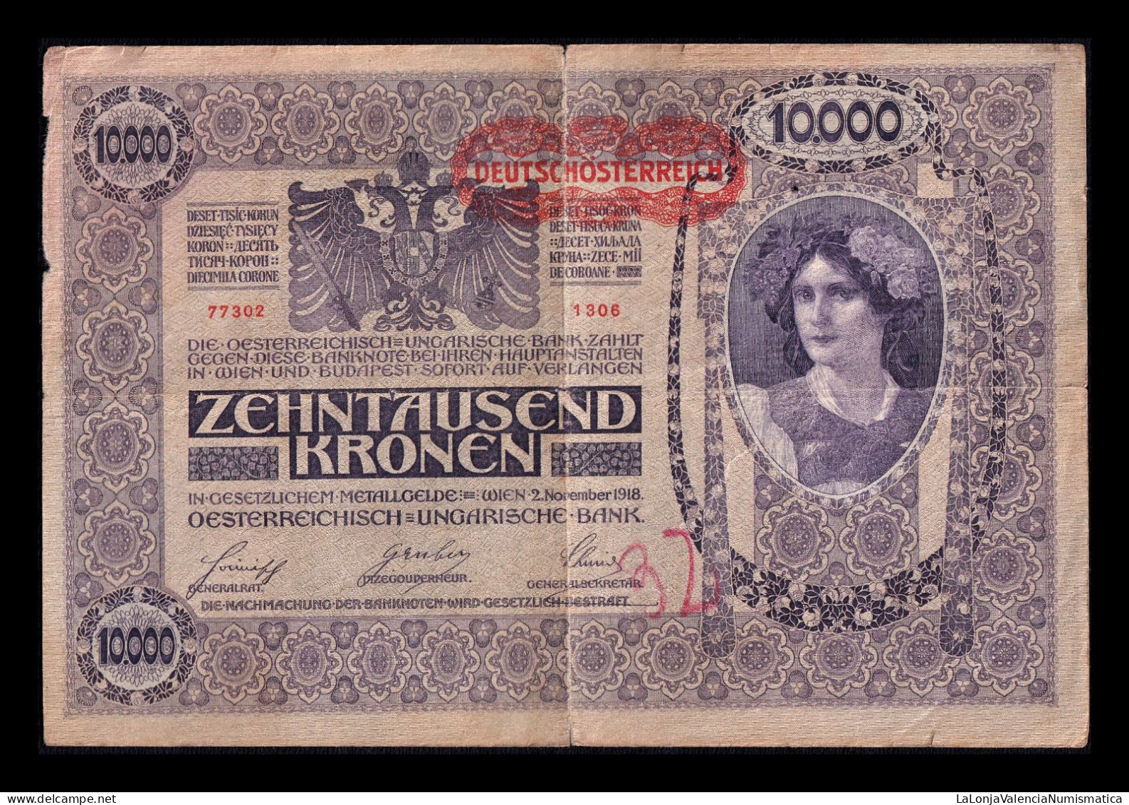 Austria 10000 Kronen 1918 (1919) Pick 65 - Oesterreich