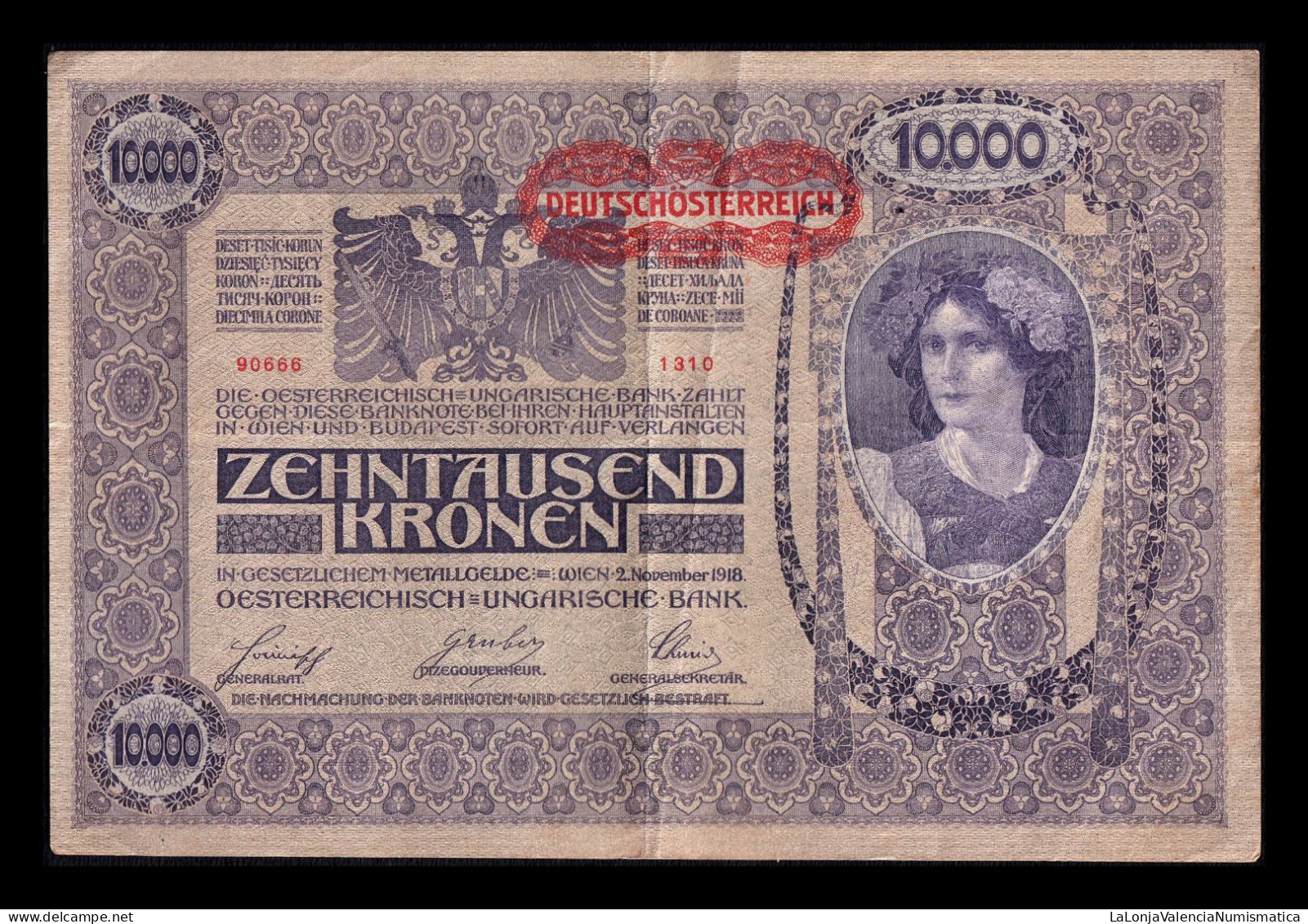 Austria 10000 Kronen 1918 (1919) Pick 65 - Oesterreich