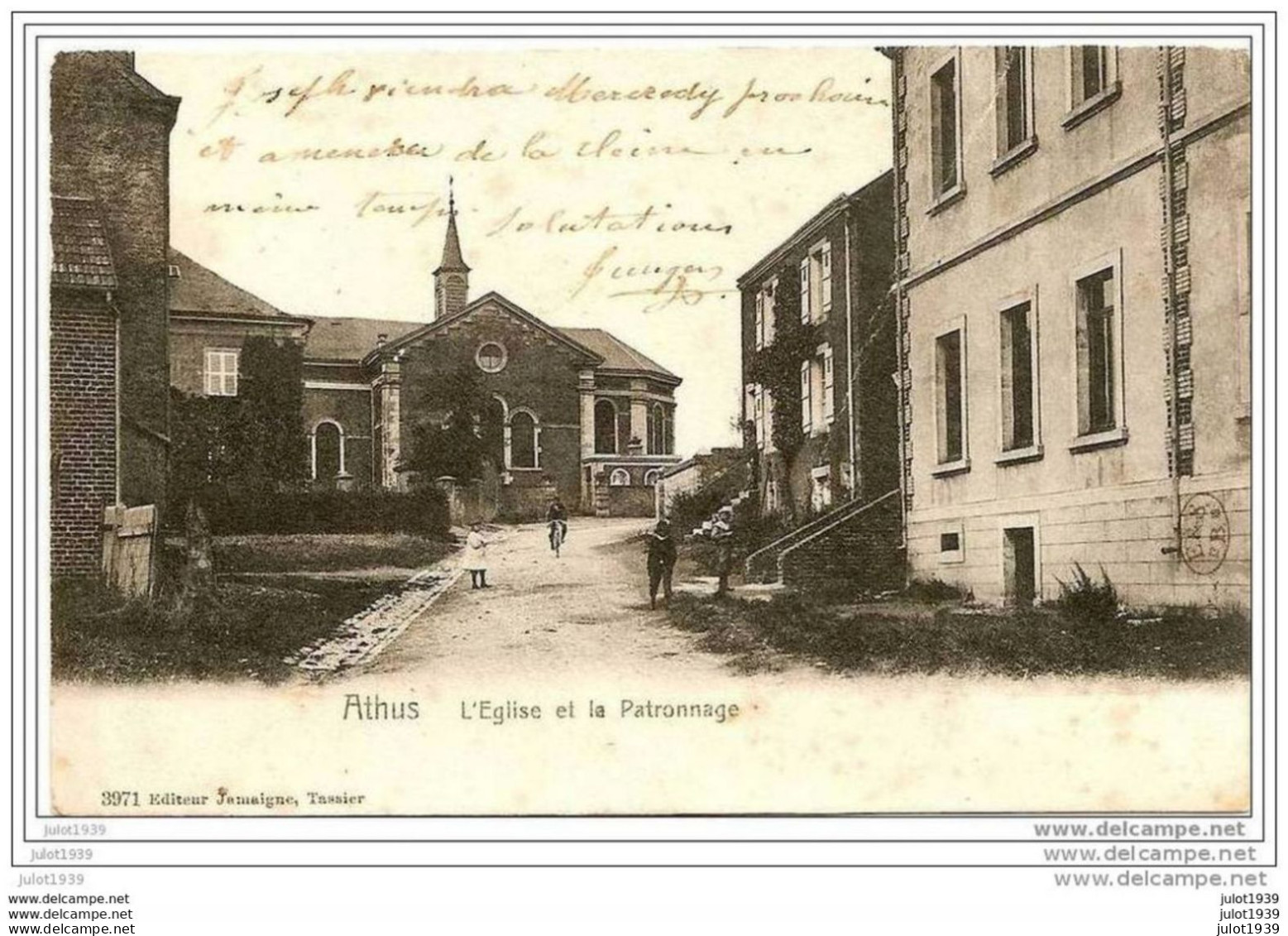 ATHUS ..-- L' Eglise Et Le Patronnage . 1904 Vers HABERGY ( Melle Philomêne AGNES )  .  Voir Verso . - Aubange
