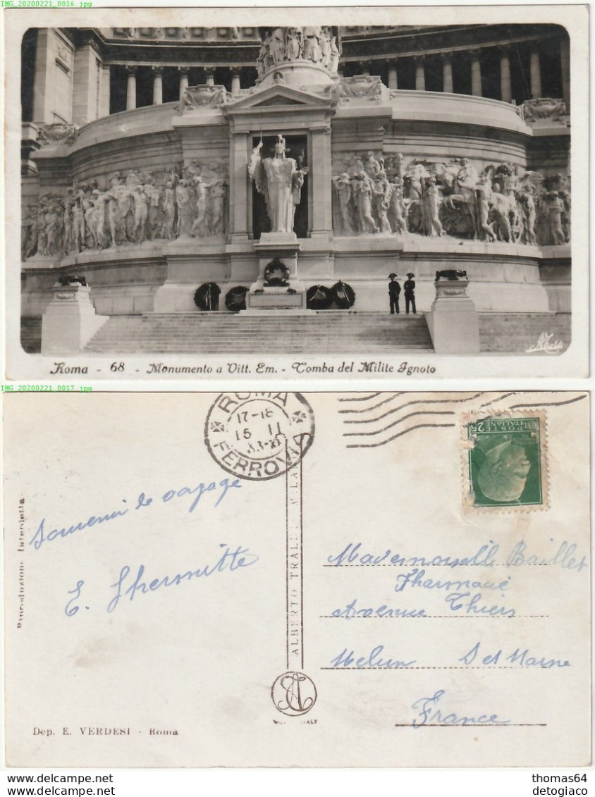 ROMA - MONUMENTO A VITTORIO EMANUELE - TOMBA DEL MILITE INGOTO - VIAGG. 1933 -45660- - Altare Della Patria