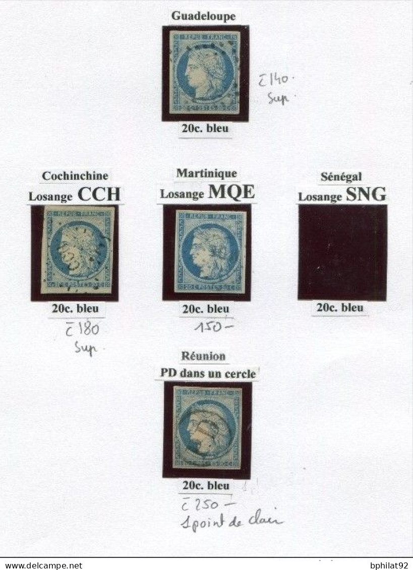 !!! 20C CERES COLONIES GENERALES LOT D'OBLITERATIONS : REUNION, COCHINCHINE, MARTINIQUE, GUADELOUPE - Ceres