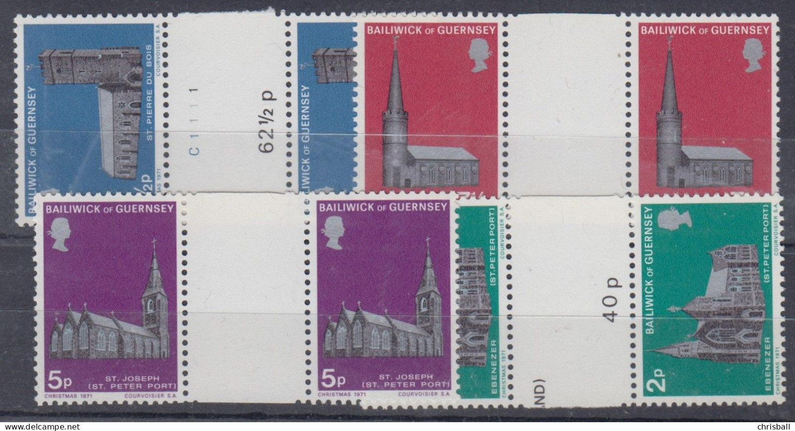 Guernsey Christmas Churches Superb Unmounted Mint Gutter Pairs - Guernesey