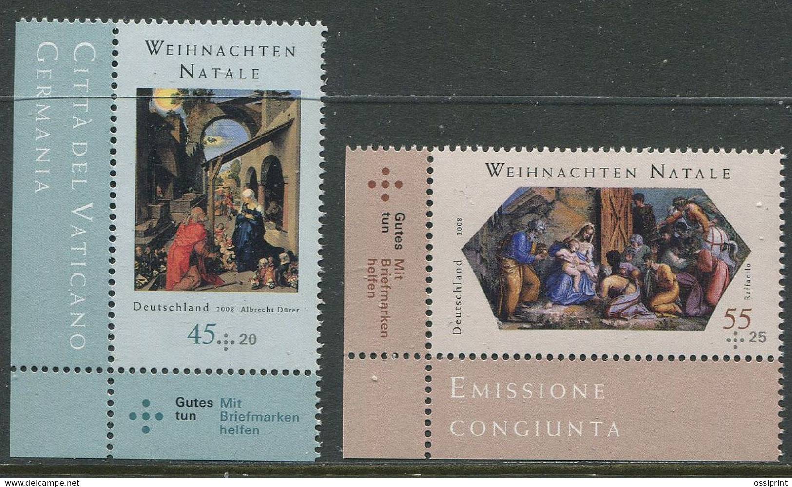 Germany:Unused Stamps Christmas 2008, MNH, Corners - Ungebraucht