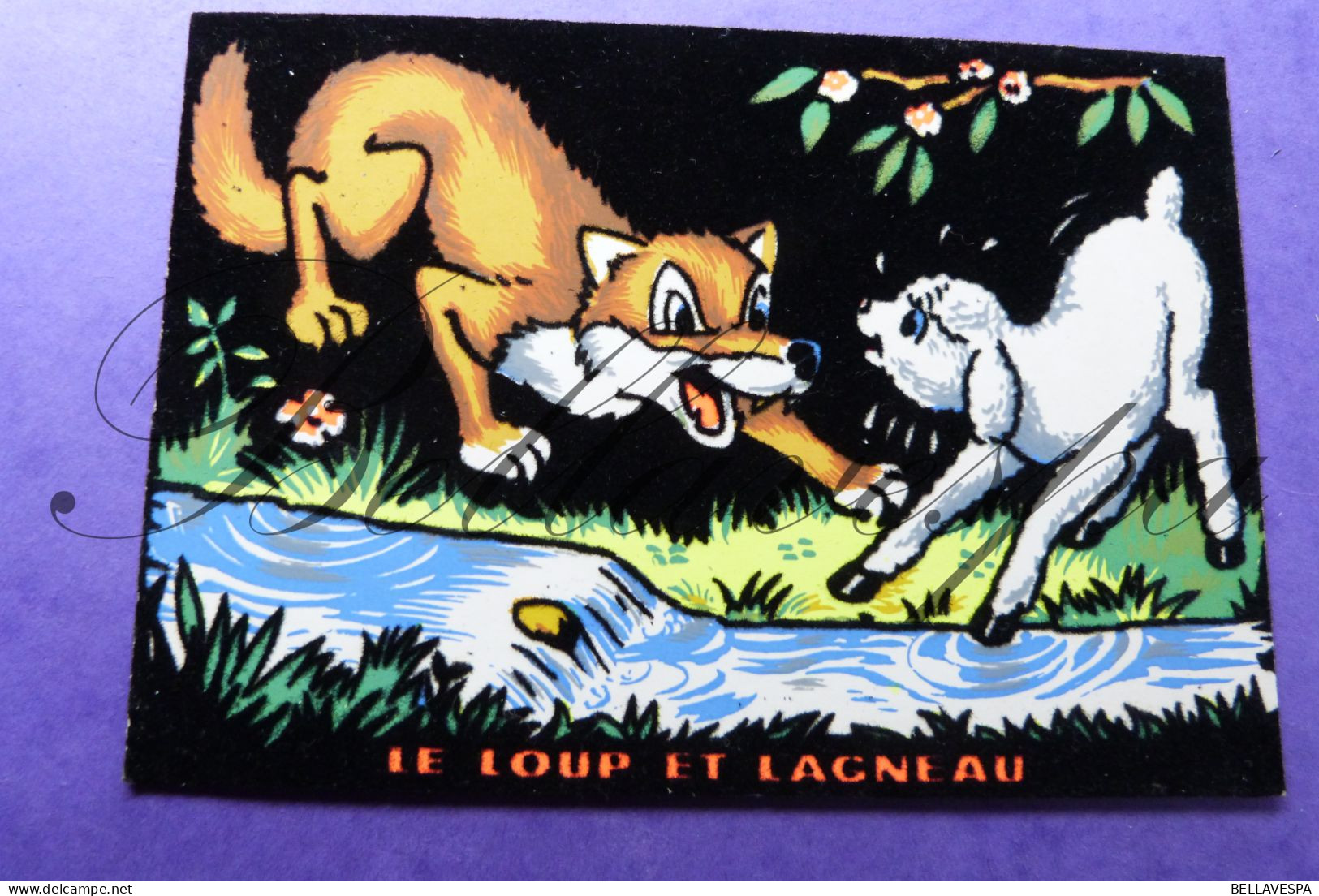 Le Loup Et Lagneau Fables De Fontaines Edit E.S Paris Vilt Oppervlak- Surface En Feutre - Märchen, Sagen & Legenden