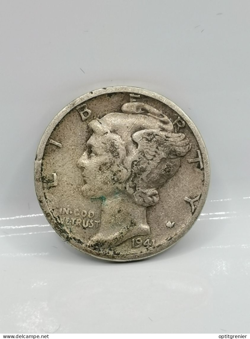 1 MERCURY DIME 10 CENTS ARGENT 1941 PHILADELPHIE USA / SILVER - 1916-1945: Mercury