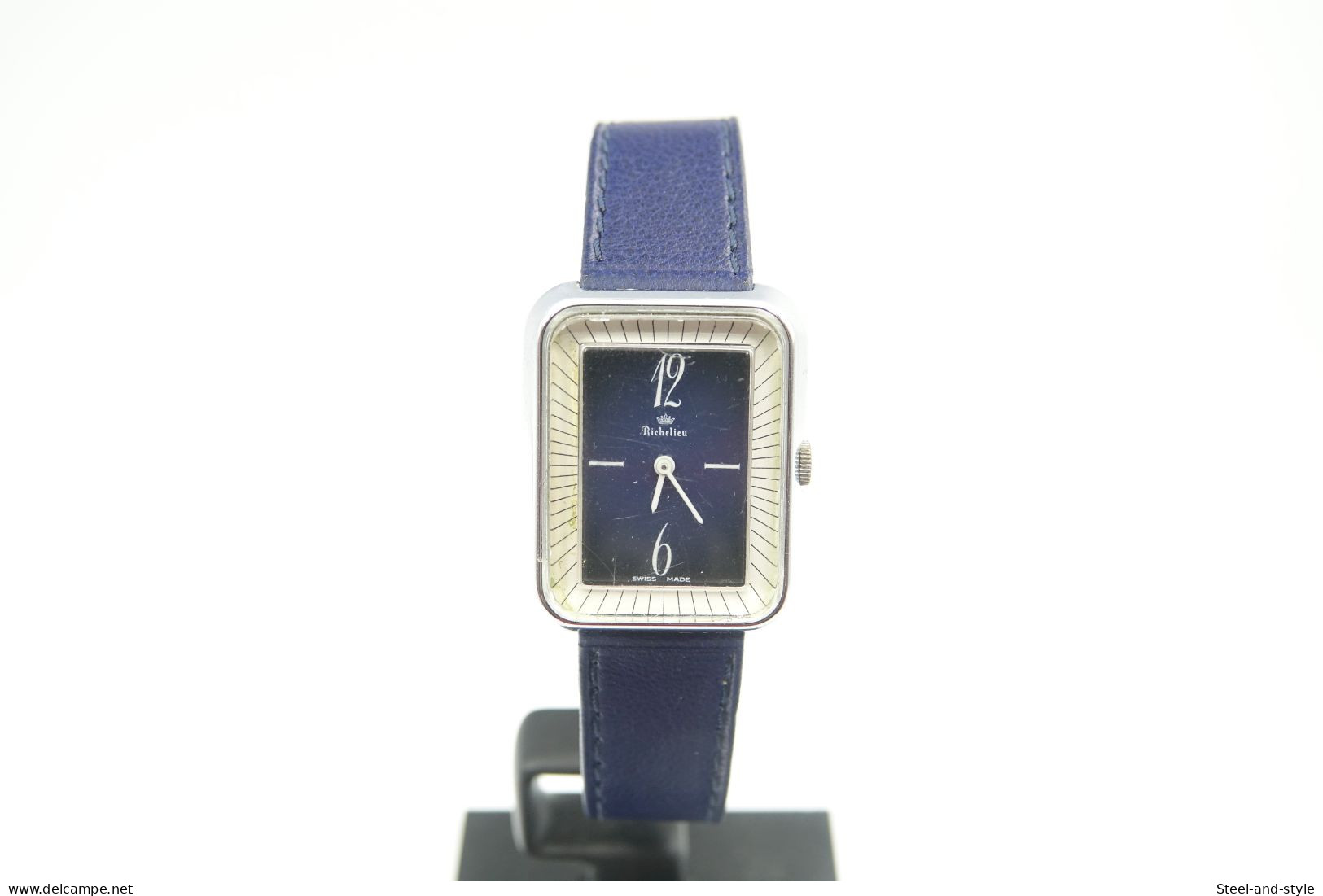 Watches : RICHELIEU BLUE DIAL HAND WIND LADIES TANK - Rectangulaire RaRe - Original - Running - Excelent Condition - Montres Modernes