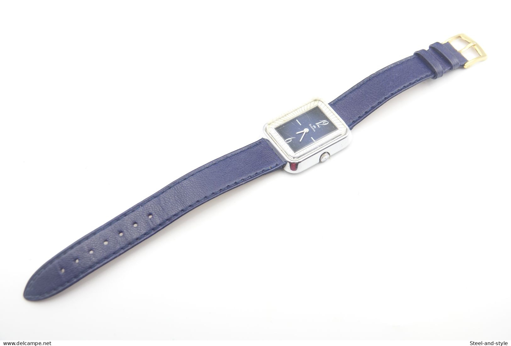 Watches : RICHELIEU BLUE DIAL HAND WIND LADIES TANK - Rectangulaire RaRe - Original - Running - Excelent Condition - Moderne Uhren