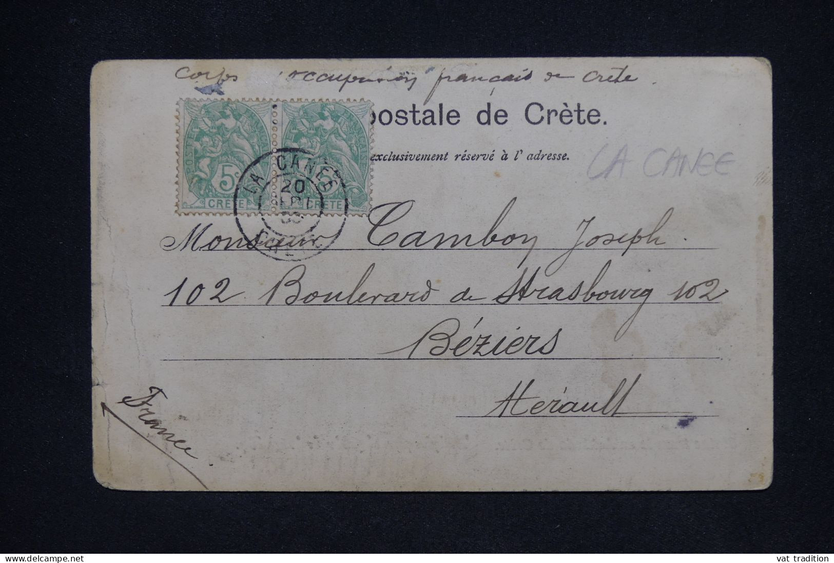 CRETE - Mention Manuscrite "  Corps D'Occupation Français En Crète " Sur Carte Postale Pour Cette En 1906  - L 147951 - Sonstige & Ohne Zuordnung