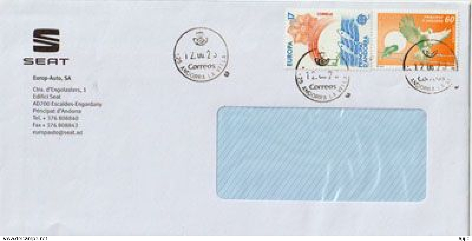 SEAT (Spanish Automobile Manufacturer), Letter (Andorra Commercial Postal ), Nice Round Cancels - Storia Postale