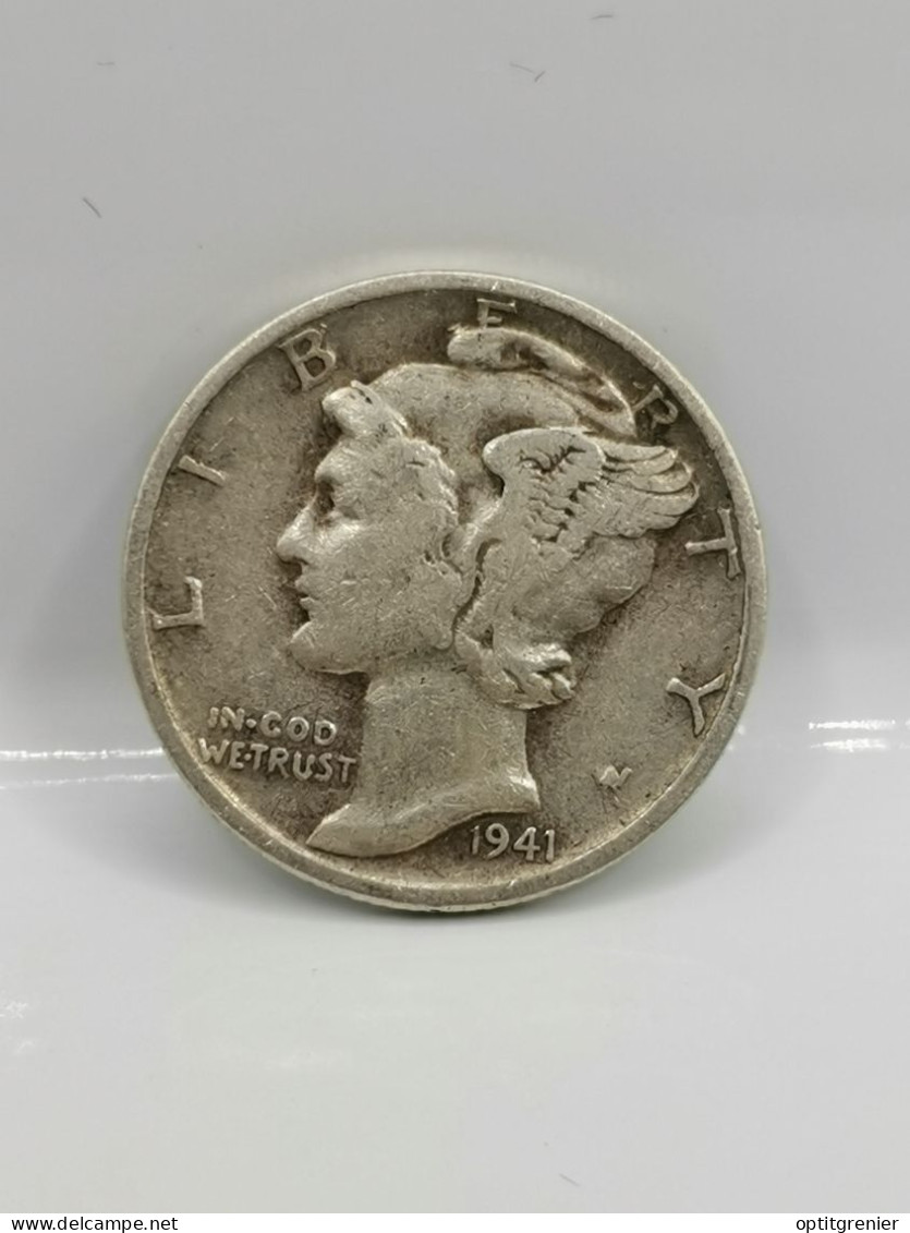 1 MERCURY DIME 10 CENTS ARGENT 1941 PHILADELPHIE USA / SILVER - 1916-1945: Mercury (Mercure)