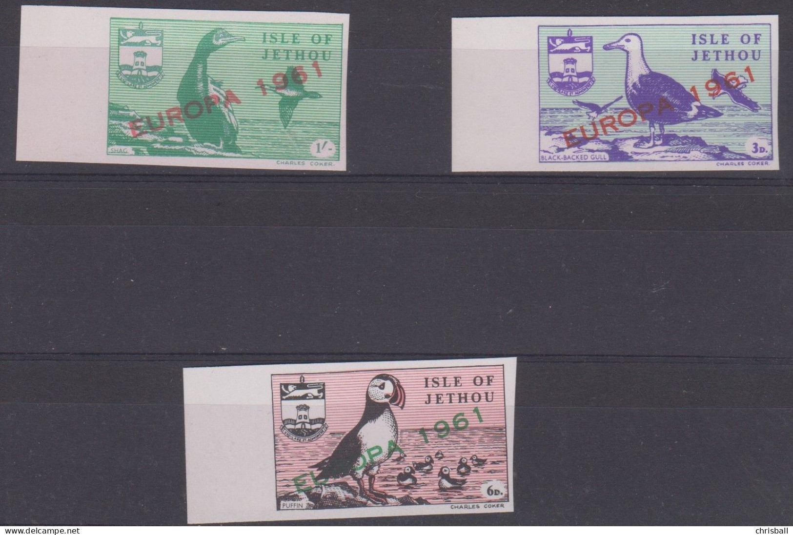 Guernsey Jethou Europa 1961 Set Of 3, IMPERF Unmounted Mint - Guernesey