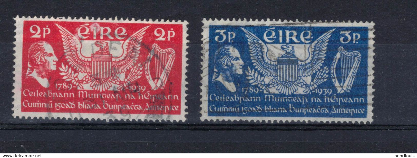 IRLANDE   Timbres Oblitérés De 1939 ( Ref 2 B ) Constitution Des Etats Unis - Oblitérés