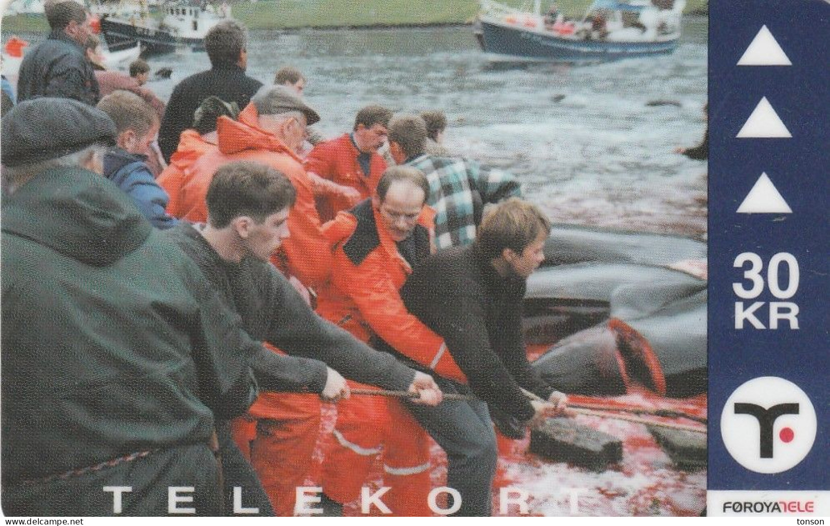 Faroe Islands, OD-032, 30 Kr , Pilot Whales 3, 2 Scans - Faeroër