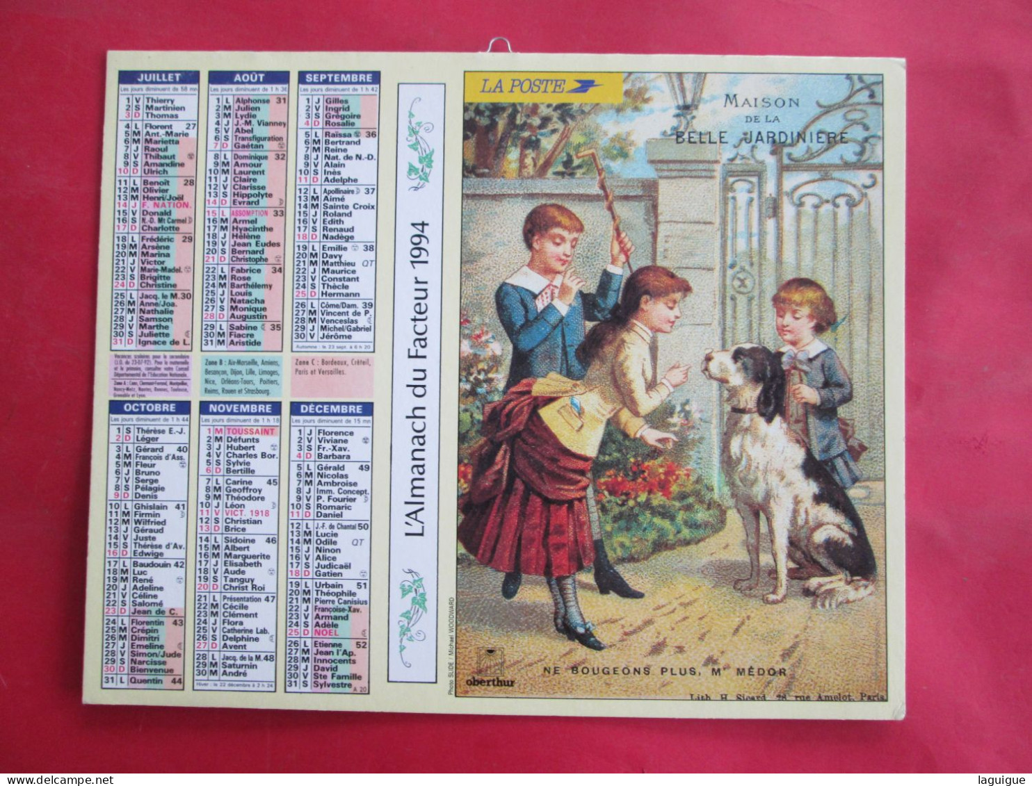 CALENDRIER ALMANACH 1994 OBERTHUR  AFFICHES  ANCIENNES AUX DEUX PASSAGES NOUVEAUTES LYON MAISON DE LA BELLE JARDINIERE - Grand Format : 1991-00