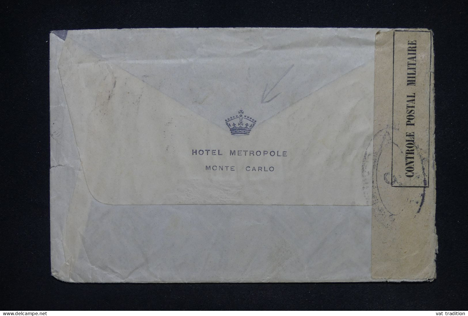 MONACO - Enveloppe De L'Hôtel Métropole Pour Un Soldat Au SP 164 En 1918 Avec Contrôle Postal - L 147966 - Covers & Documents