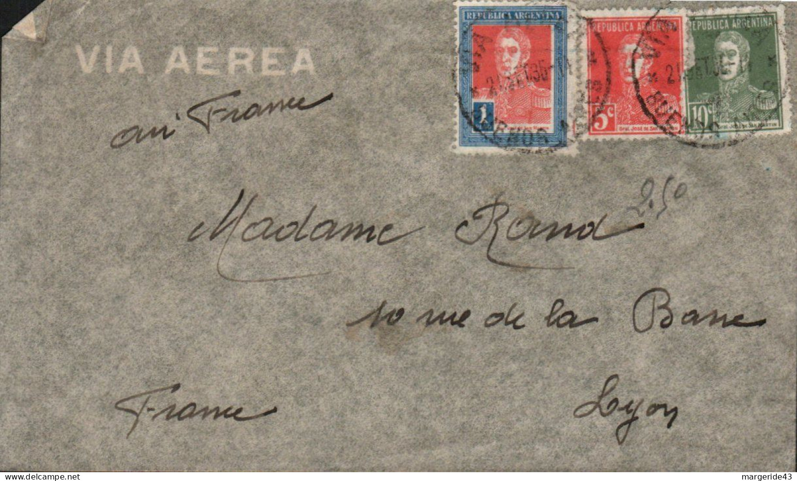 ARGENTINE AFFRANCHISSEMENT COMPOSE SUR LETTRE AVION  POUR LA FRANCE 1967 - Briefe U. Dokumente