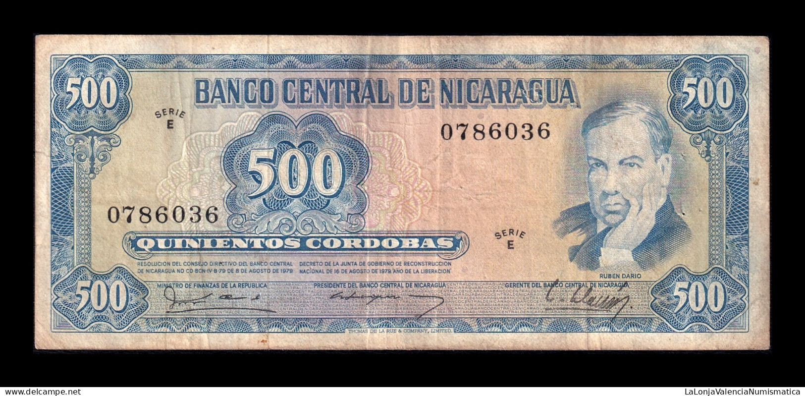 Nicaragua 500 Córdobas 1979 Pick 133 Serie E Bc/Mbc F/Vf - Nicaragua