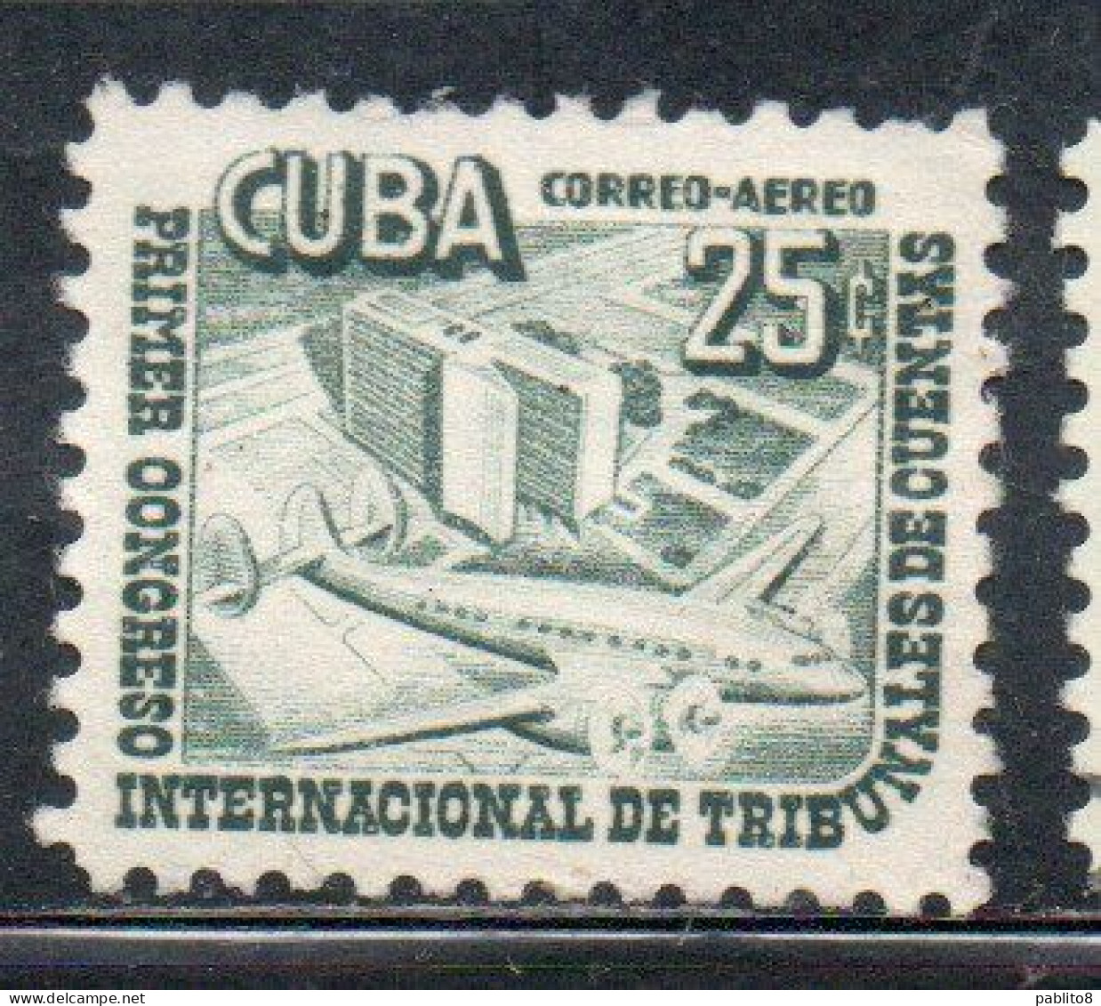 CUBA 1953 AIRMAIL AIR POST MAIL INTERNATIONAL CONGRESS OF BOARDS ACCOUNT 25c USADO USED USATO OBLITERE' - Airmail