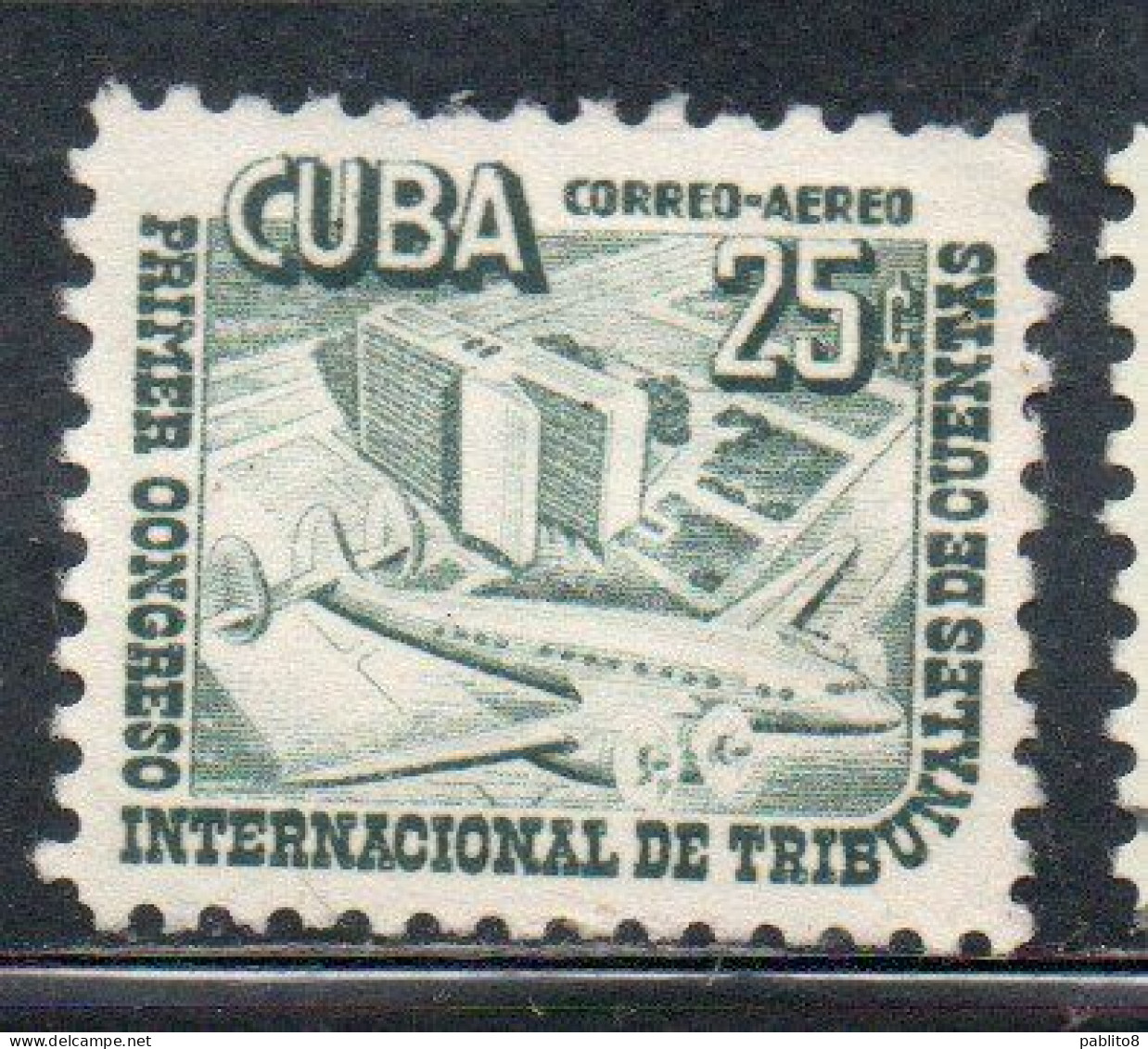 CUBA 1953 AIRMAIL AIR POST MAIL INTERNATIONAL CONGRESS OF BOARDS ACCOUNT 25c USADO USED USATO OBLITERE' - Poste Aérienne