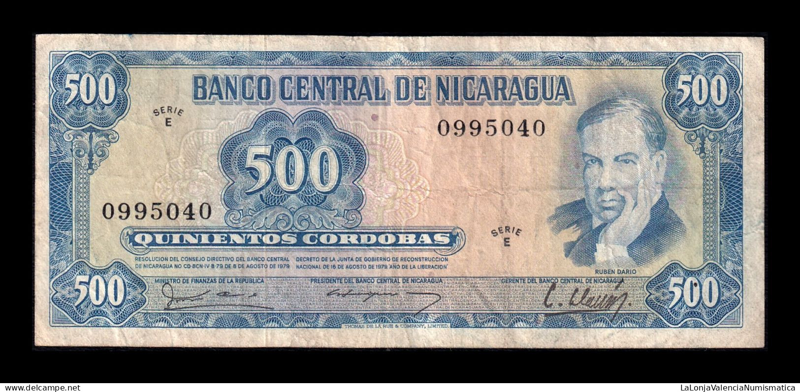 Nicaragua 500 Córdobas 1979 Pick 133 Serie E Bc/Mbc F/Vf - Nicaragua