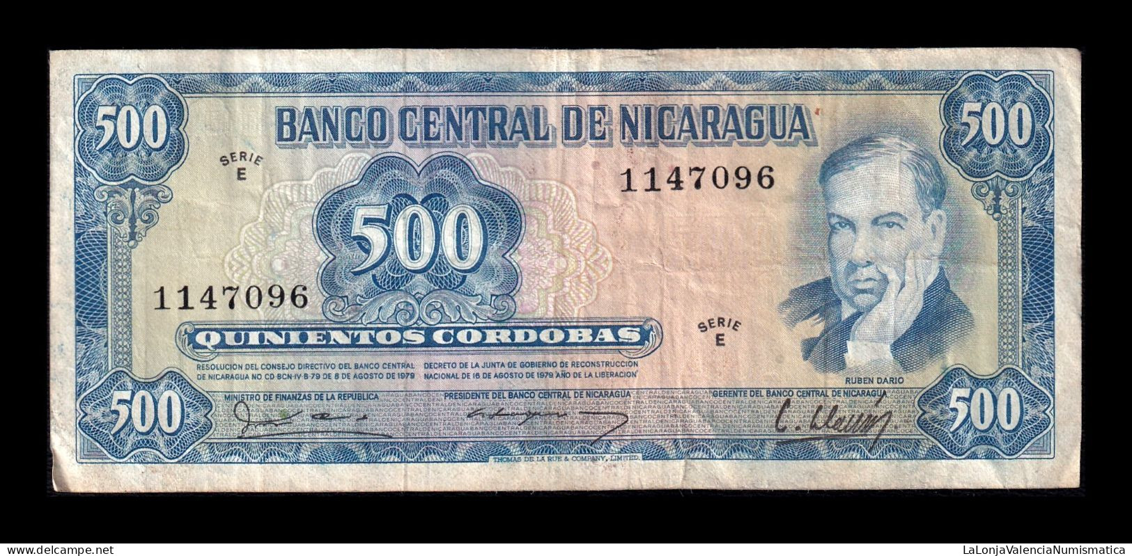Nicaragua 500 Córdobas 1979 Pick 133 Serie E Bc/Mbc F/Vf - Nicaragua