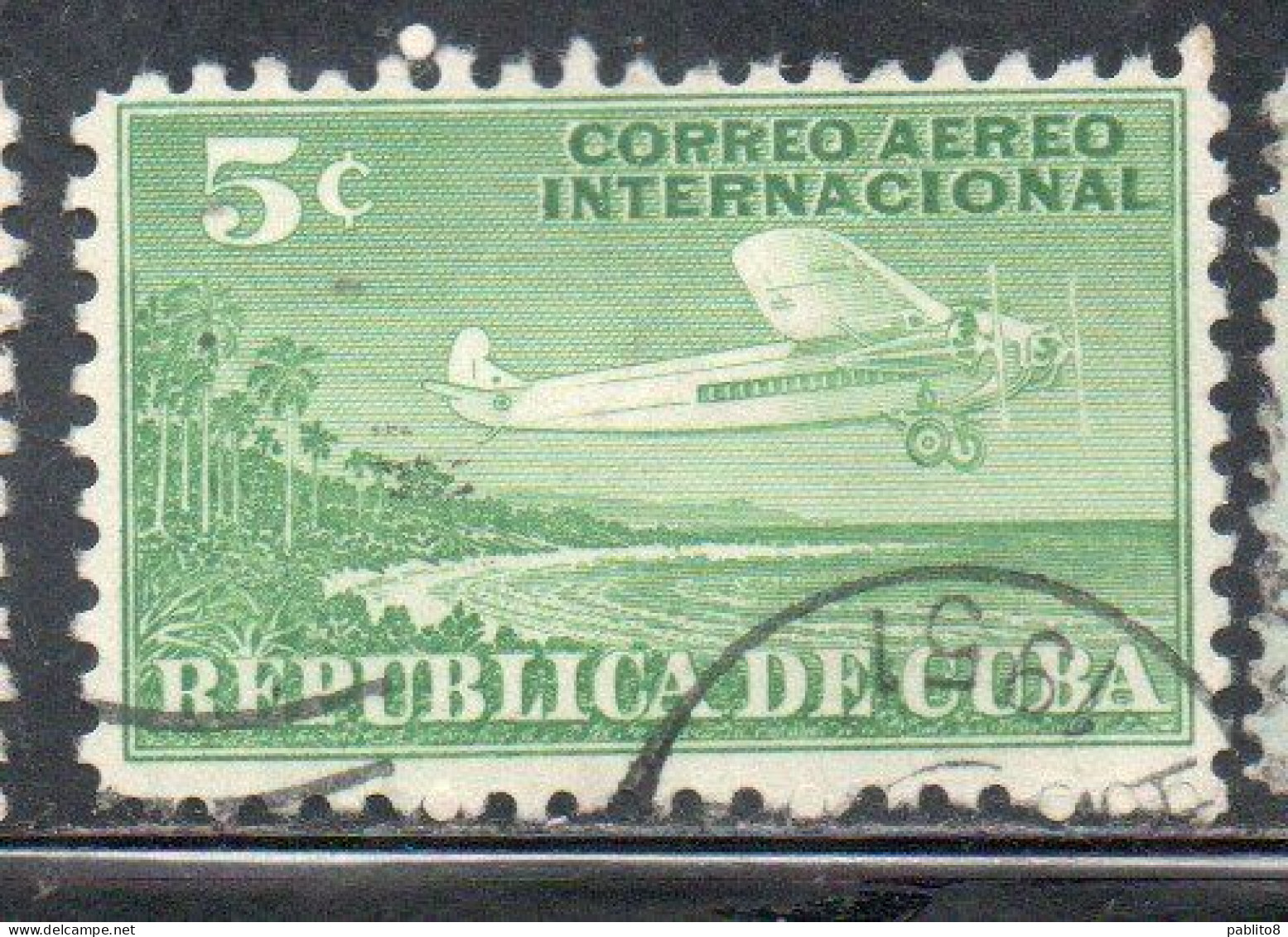 CUBA 1931 AIRMAIL AIR POST MAIL FOR FOREIGN POSTAGE PLANE AND COAST 5c USADO USED USATO OBLITERE' - Aéreo