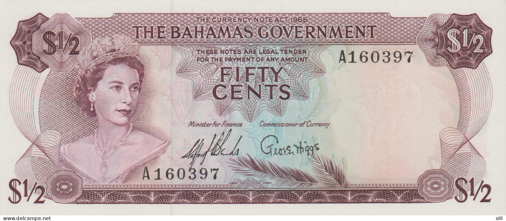 BAHAMAS  50 Cents 1965, P-17a, UNC - Bahama's