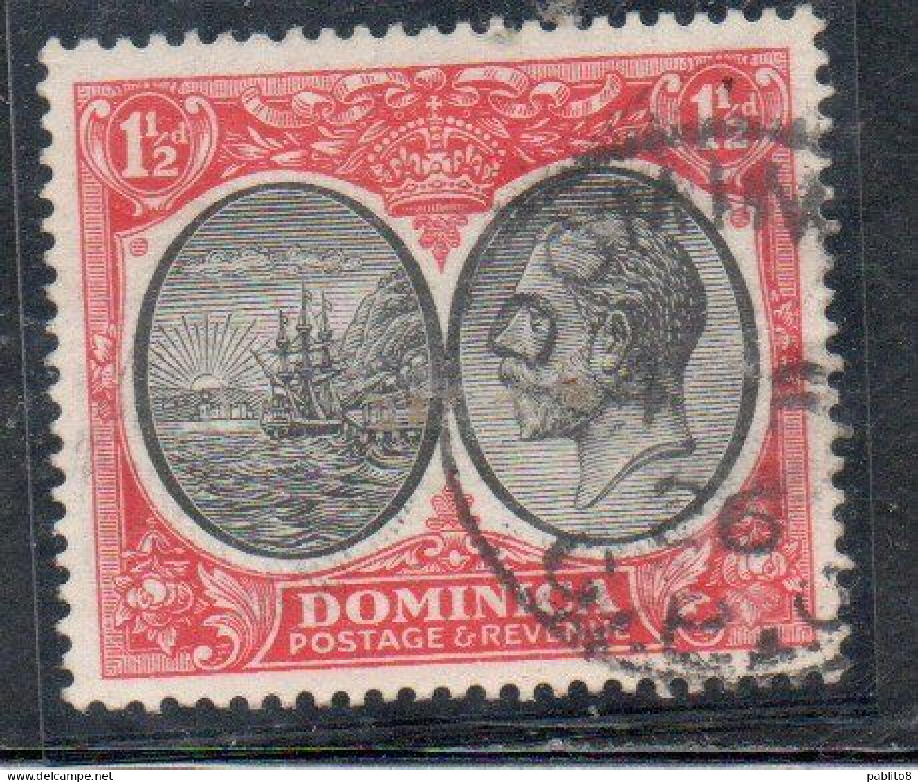 DOMINICA 1923 1933 SEAL OF COLONY 1 1/2p USATO USED OBLITERE' - Dominica (...-1978)