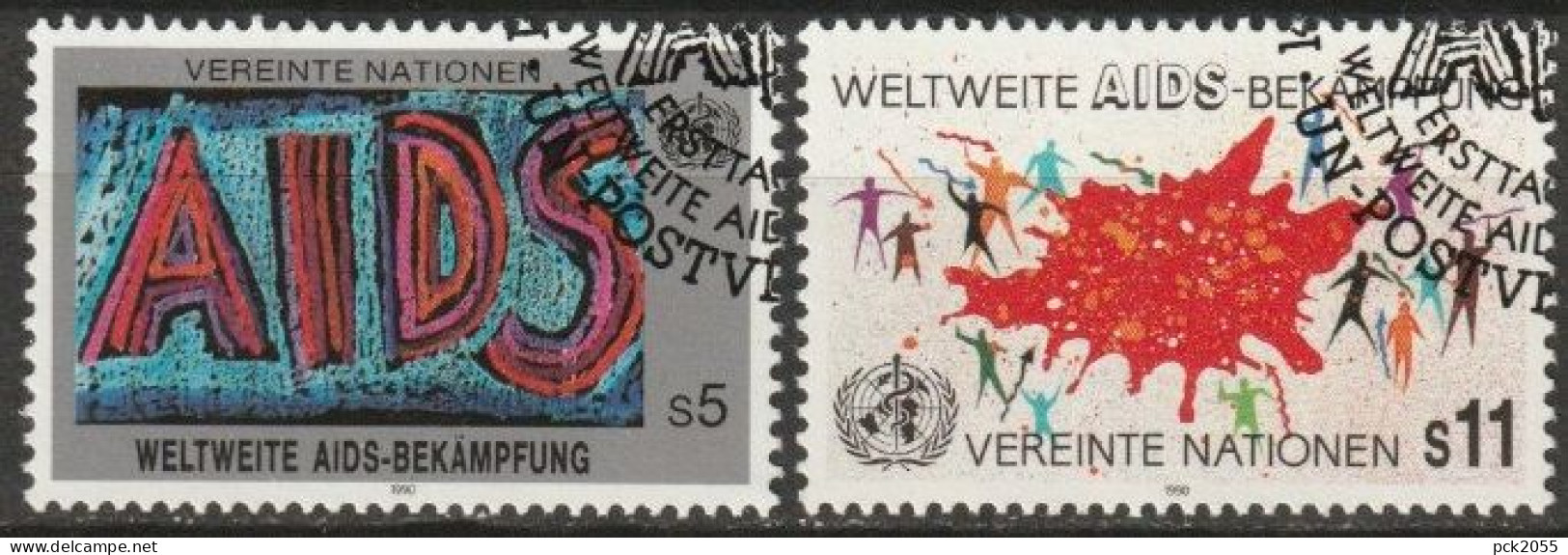 UNO Wien 1990 M-iNr. 100 - 101 O  Gestempelt Weltweitweite - Aids-Bekämpfung ( 2333/2) - Usados