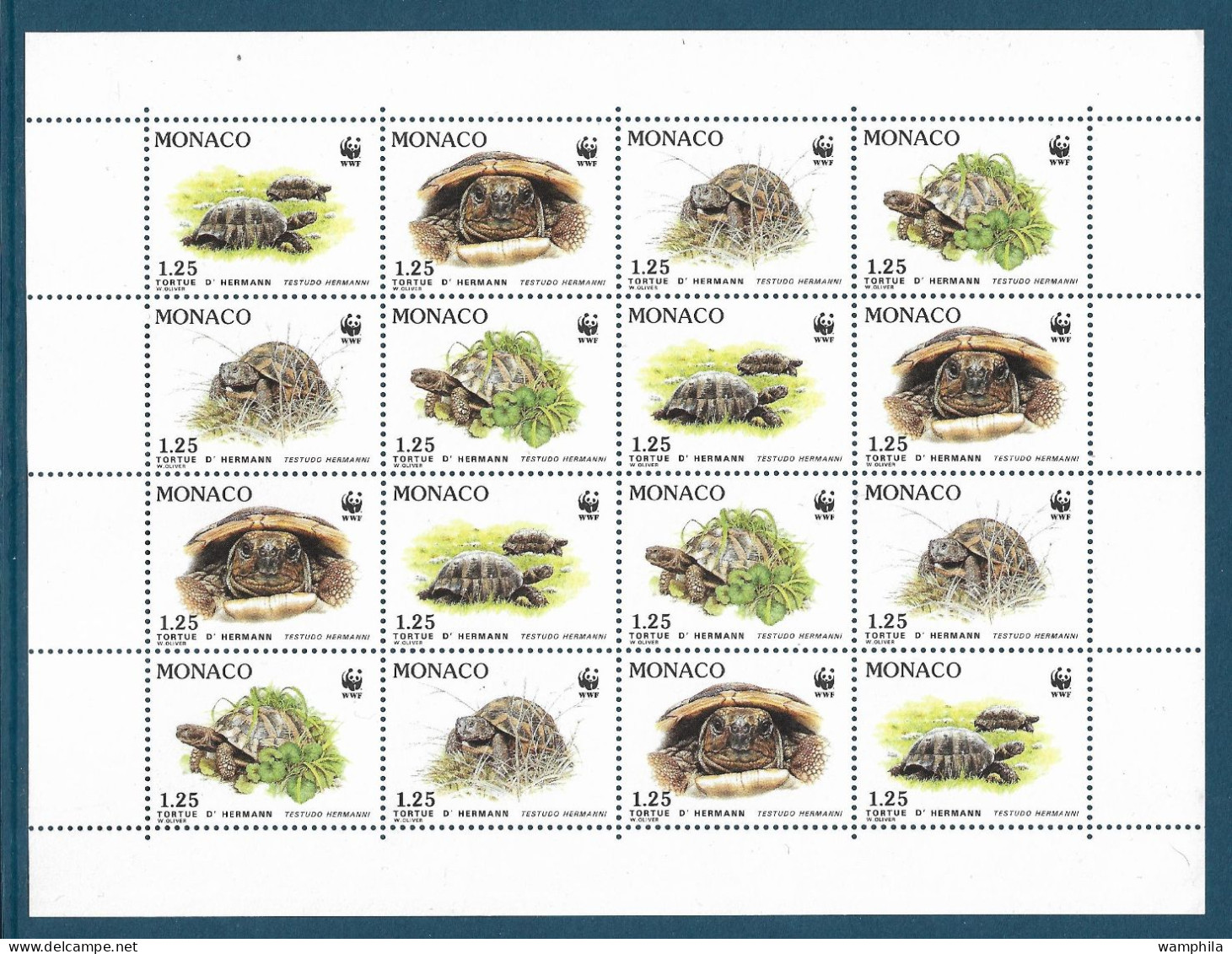 Monaco Feuillet De 16 Timbres. Tortues. Cote 30€. - Colecciones & Series